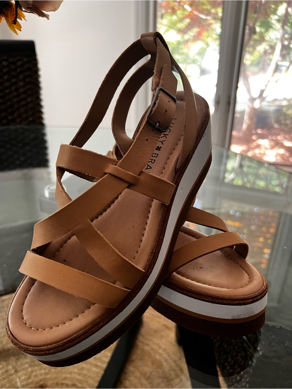 Lucky Brand Ticey Wedge Platform Sandals l 6.5